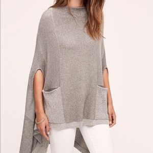 NWT Anthropologie Moth Madison Park Knit Poncho Cape with Pockets
